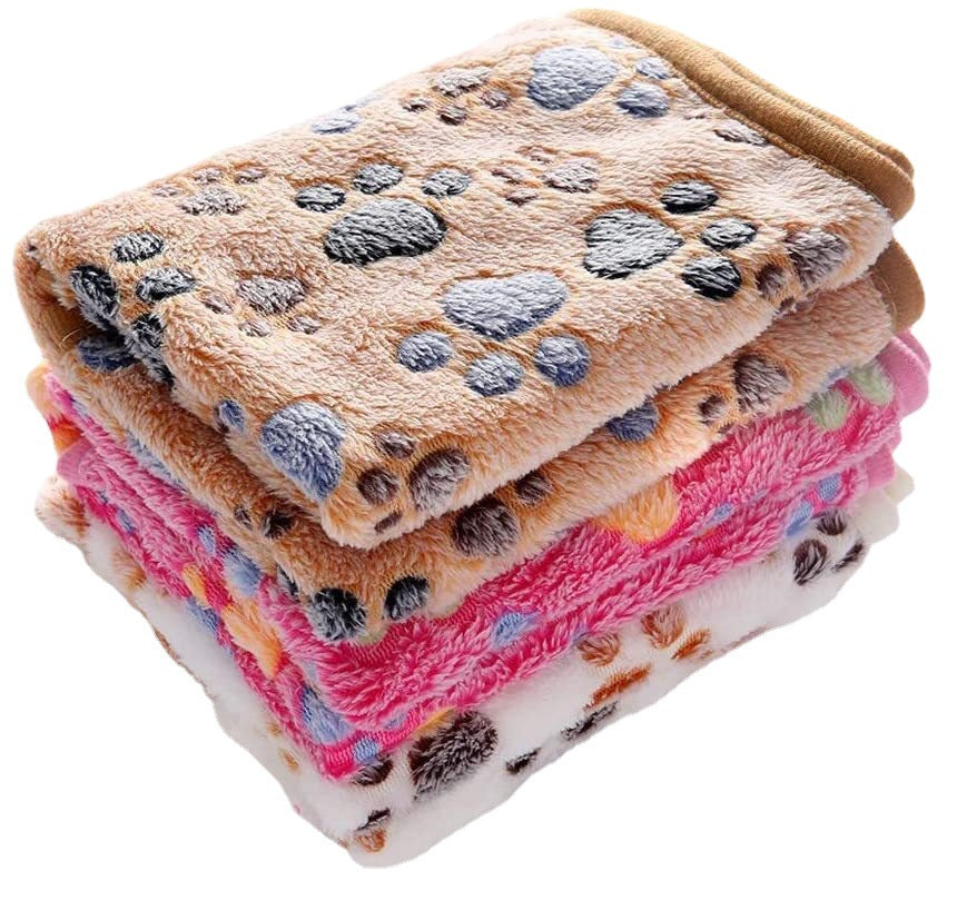 Soft Fleece Paw Print Pet Blanket