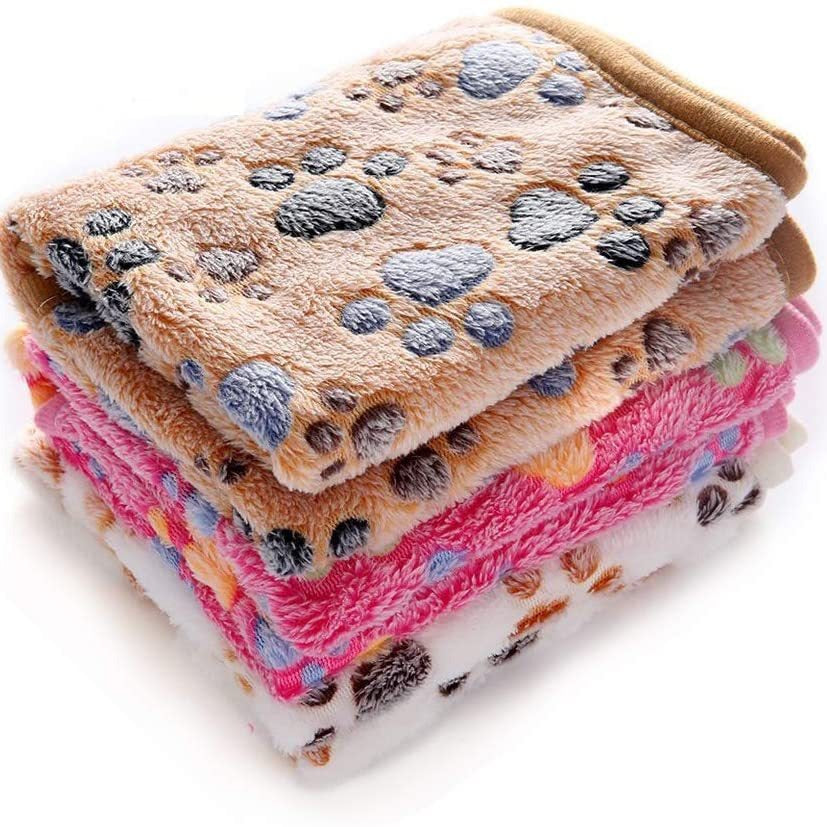 Soft Fleece Paw Print Pet Blanket